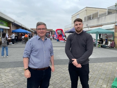 South Swindon MP Robert Buckland pictured with Cllr Curtis Flux at the Cavendish Square Community Day